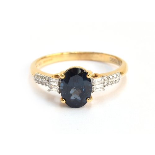 120 - An 18ct gold blue spinel and diamond ring, the Mahenge spinel 1.6cts, the diamonds totalling 0.12cts... 