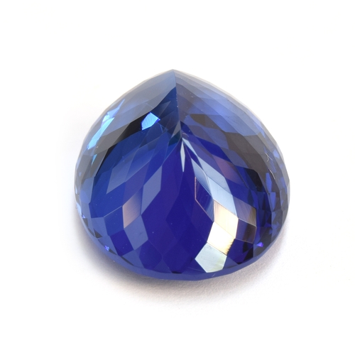 111 - A very large unmounted tanzanite, the oval mixed cut stone 32.18cts and measuring 22.32x17.45x11.63,... 