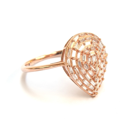 73 - A 9ct rose gold ring set with baguette diamonds, total diamond weight 0.5cts, size S, 2.8g

Provenan... 