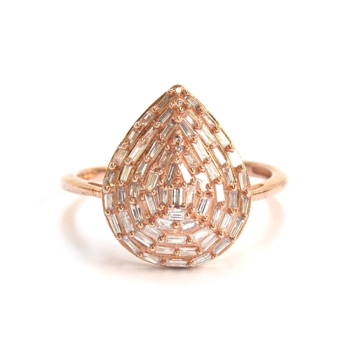 73 - A 9ct rose gold ring set with baguette diamonds, total diamond weight 0.5cts, size S, 2.8g

Provenan... 