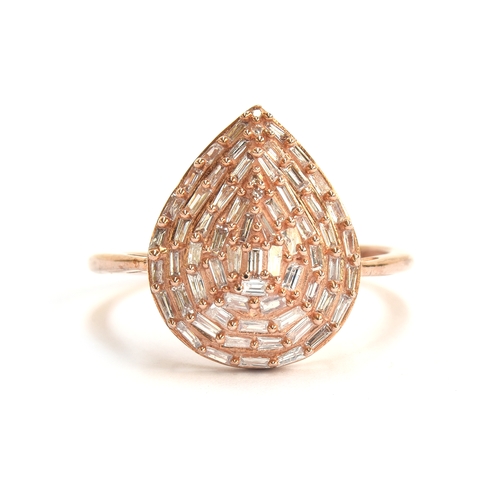 73 - A 9ct rose gold ring set with baguette diamonds, total diamond weight 0.5cts, size S, 2.8g

Provenan... 