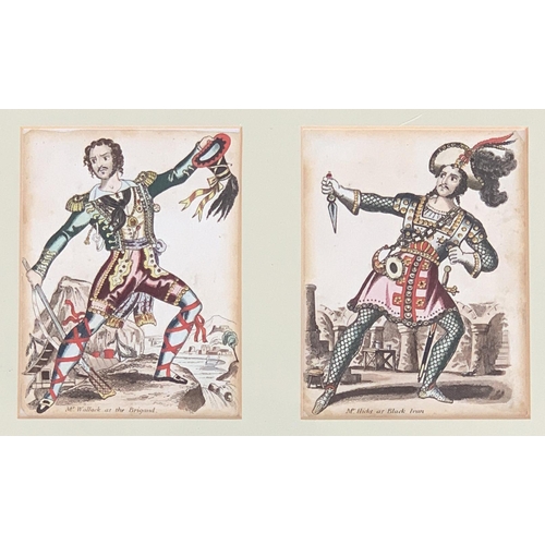 284 - A framed pair of early 19th century theatrical tinsel pictures, 'Mr Wallack as the Brigand' and 'Mr ... 