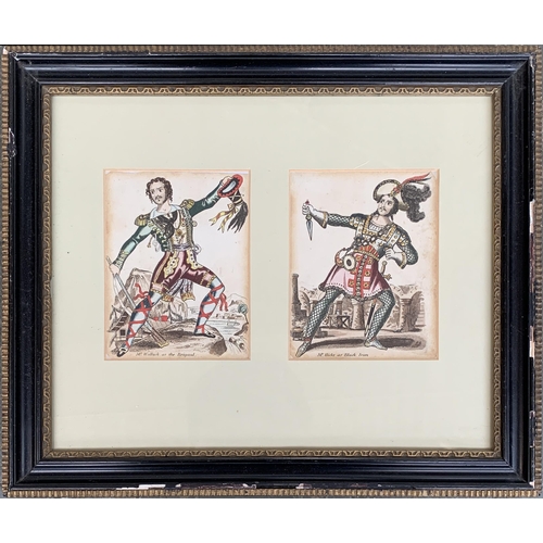 284 - A framed pair of early 19th century theatrical tinsel pictures, 'Mr Wallack as the Brigand' and 'Mr ... 