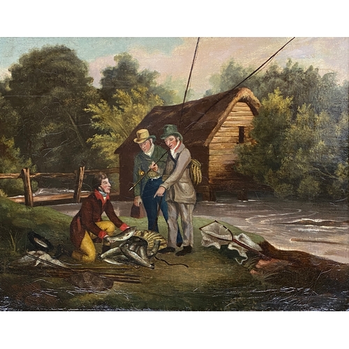 305 - Early 19th century British, oil on canvas, three fishermen, 38x48cm

Provenance: private collection,... 