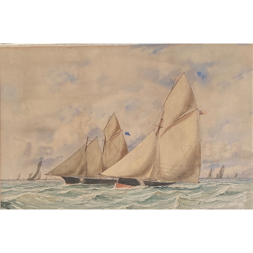 289 - Attributed to William Edward Atkins (British, 1842-1910), Yachts racing in the solent off the Isle o... 