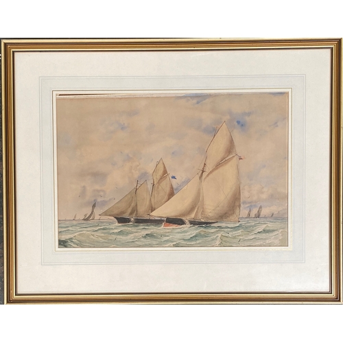 289 - Attributed to William Edward Atkins (British, 1842-1910), Yachts racing in the solent off the Isle o... 