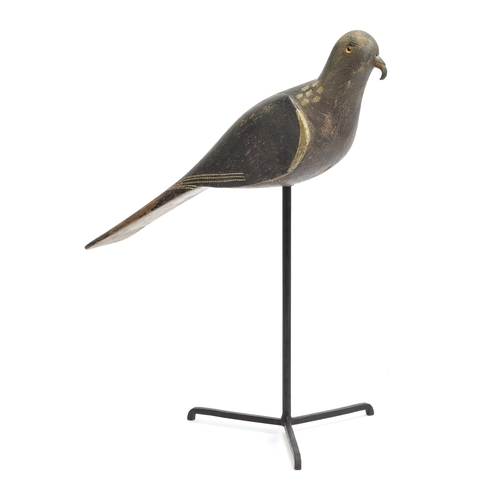 354 - A decoy pigeon, 19th century, carved and painted and mounted on a stand, approx. 36cm long

Provenan... 