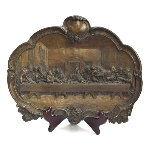 218 - A bronze tray modelled in relief with the last supper

Provenance: private collection, Branksome, Po... 