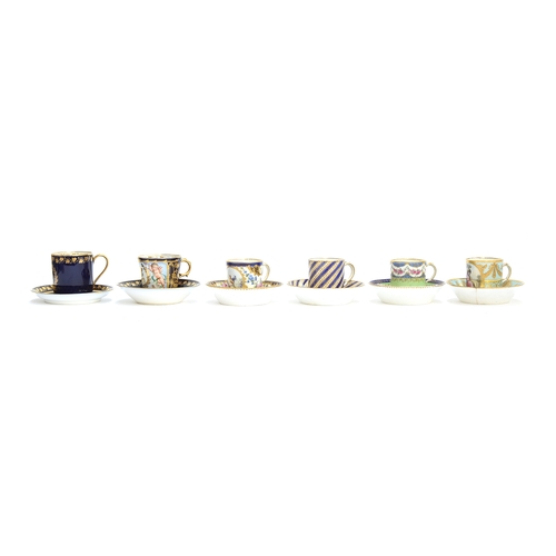 247 - A collection of six 19th and 20th century Sevres porcelain coffee cans and saucers, one repaired, th... 