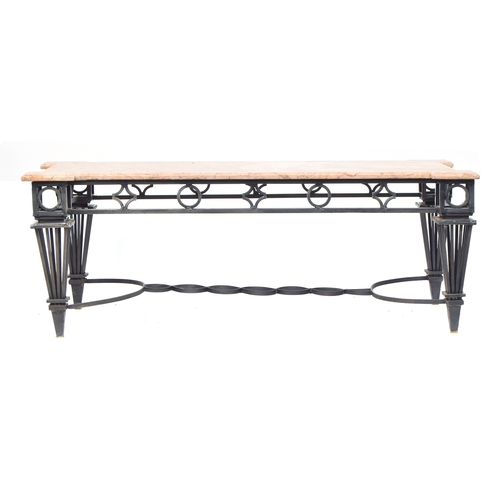 456 - A wrought iron side table by Godington Forge, after a design by Gilbert Poillerat, the rectangular g... 