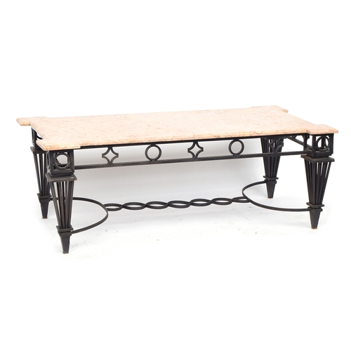 456 - A wrought iron side table by Godington Forge, after a design by Gilbert Poillerat, the rectangular g... 