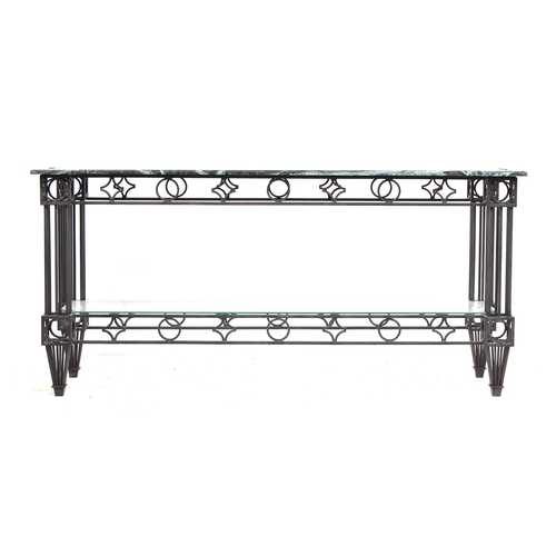 457 - A wrought iron coffee table by Godington Forge, after a design by Gilbert Poillerat, the rectangular... 