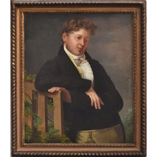 317 - V. Varillaz (French), an early 19th century half length portrait of a gentleman, oil on canvas, sign... 