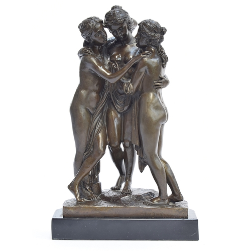 215 - A bronze figure group of 'The Three Graces', 31cm high including plinth