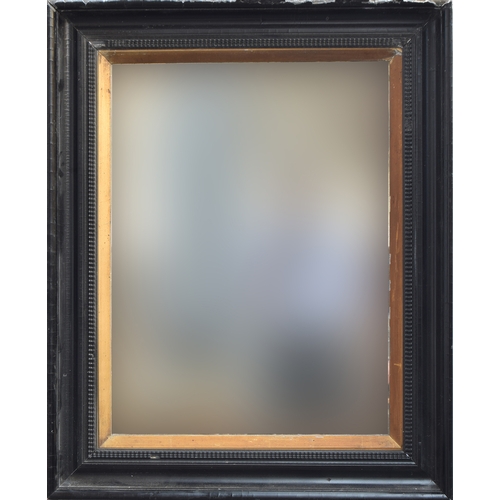 346 - A 19th century ebonised gesso picture frame with a mirrored plate, 105x85cm