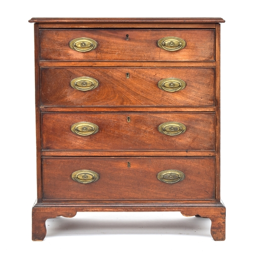 377 - A small George III mahogany chest of four graduating drawers, on bracket feet, 72cm wide, 47cm deep,... 