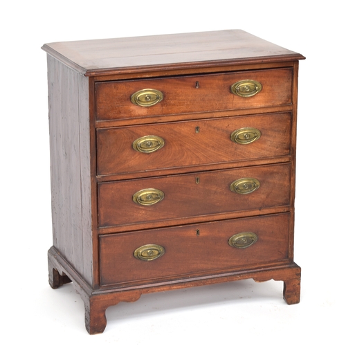 377 - A small George III mahogany chest of four graduating drawers, on bracket feet, 72cm wide, 47cm deep,... 