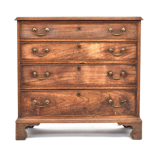 378 - A George III mahogany chest of four graduating drawers, on bracket feet, 84cm wide, 46cm deep, 81cm ... 