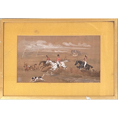 299 - Alfred F. de Prades (British, fl. 1844-1883), a hunting scene, watercolour and bodycolour, signed an... 