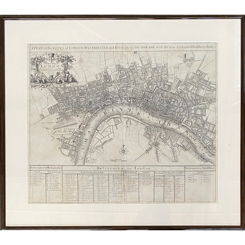 283 - John Senex (1678-1740), 18th century engraving, 'A Plan of the City's of London, Westminster and Bor... 