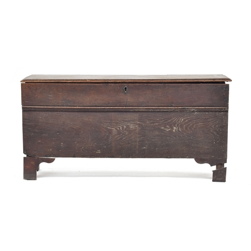 363 - A 17th century and later oak coffer, 113cm wide, 40cm deep, 57cm high