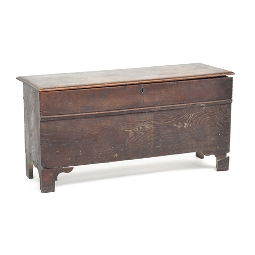 363 - A 17th century and later oak coffer, 113cm wide, 40cm deep, 57cm high