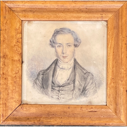 281 - A 19th portrait of a Victorian gentleman, watercolour on paper, signed Alfred Gray and dated 1842, 1... 