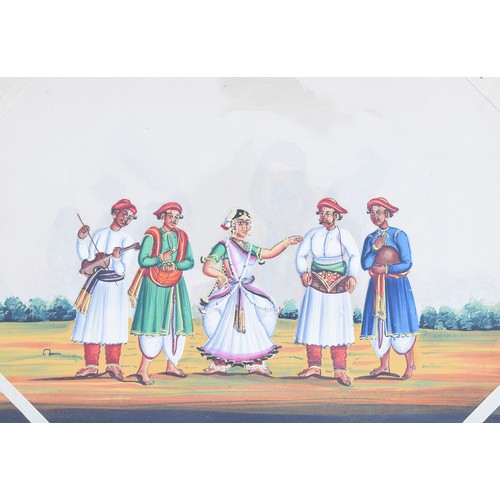 267 - A set of early 19th century Indian Company school mica paintings with original paper mounts with tit... 