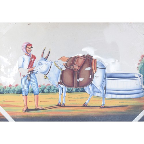 267 - A set of early 19th century Indian Company school mica paintings with original paper mounts with tit... 