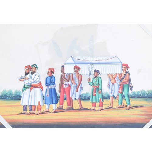 267 - A set of early 19th century Indian Company school mica paintings with original paper mounts with tit... 