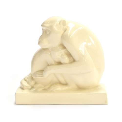 243 - John Skeaping for Wedgwood, an Art Deco figure of a monkey and her young, 17cm high