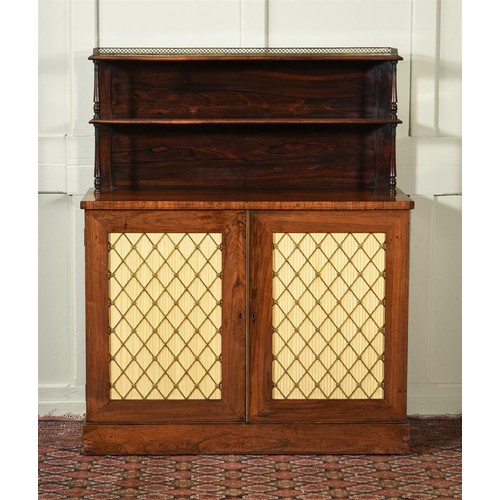 413 - A Regency rosewood chiffonier, the superstructure above a pair of grille doors, 107cm wide, 45.5cm d... 