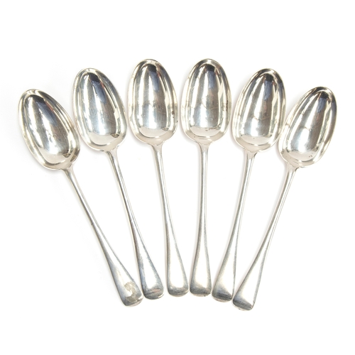 167 - A set of six silver table spoons by Josiah Williams & Co, London 1915 and 1917, 14.8ozt