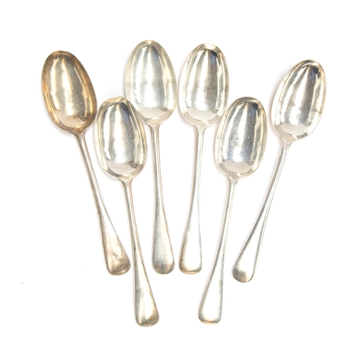 170 - A set of six Old English pattern silver dessert spoons by Josiah Williams & Co, various dates, 9.7oz... 