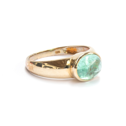 79 - A 9ct gold and paraiba tourmaline cabochon ring, size U, gross weight 4g

Provenance: private collec... 