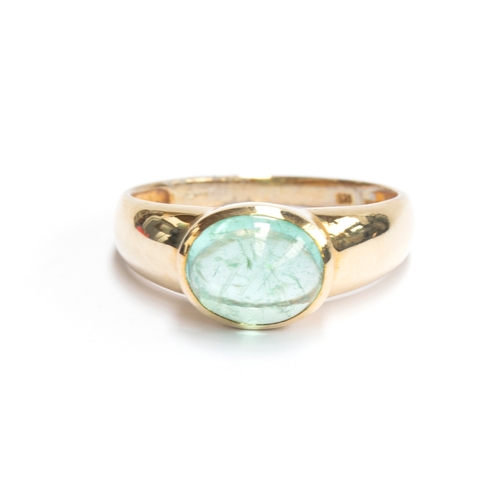 79 - A 9ct gold and paraiba tourmaline cabochon ring, size U, gross weight 4g

Provenance: private collec... 