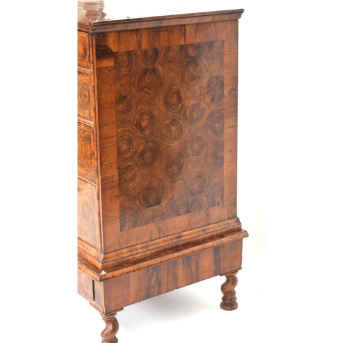 364 - A fine William & Mary walnut and olivewood oyster veneered chest on stand, c.1690, the invert moulde... 