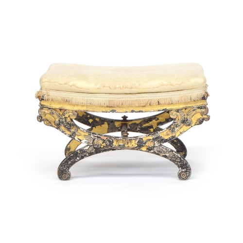 460 - A pair of Italian giltwood crossframe stools with stuffover seats, 60cm wide, 40cm deep, 38cm high

... 