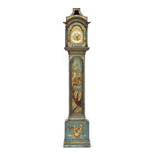 342 - A George III blue japanned longcase clock, domed 5