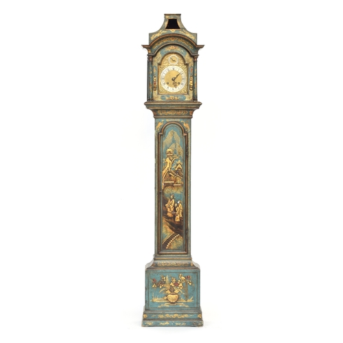 342 - A George III blue japanned longcase clock, domed 5