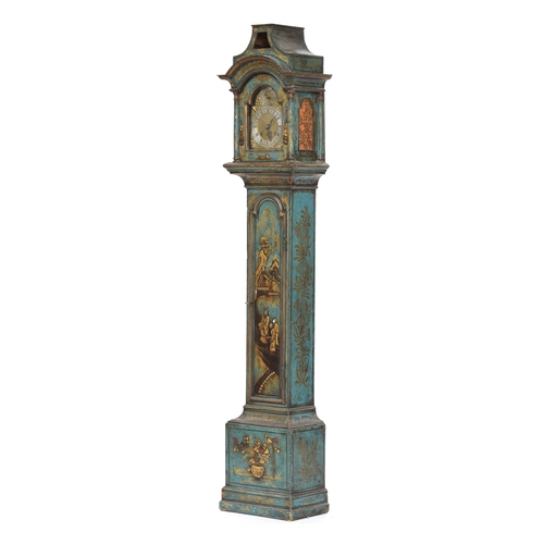 342 - A George III blue japanned longcase clock, domed 5