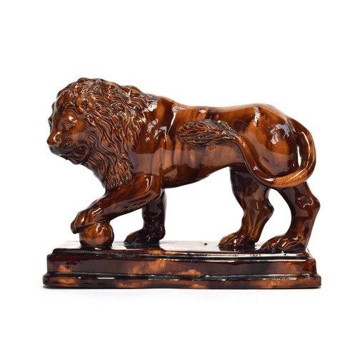 241 - A 19th century Staffordshire treacle glazed Medici lion, 22cm high

Provenance: private collection, ... 