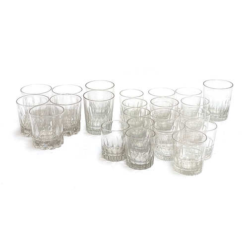 128 - Various glass tumblers, sets of varying number