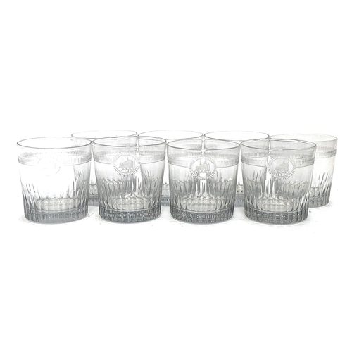 130 - A set of eight 19th/early 20th century water glasses, engraved with boar's head, 8.5cmH