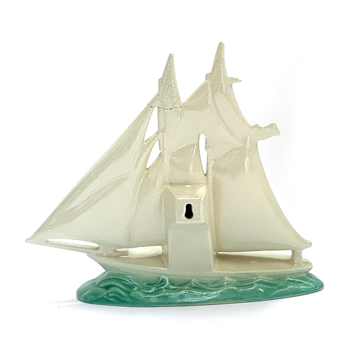 70 - A very rare Poole pottery Carter, Stabler, Adams model of a Schooner based on The Egeria, c.1937-8, ... 