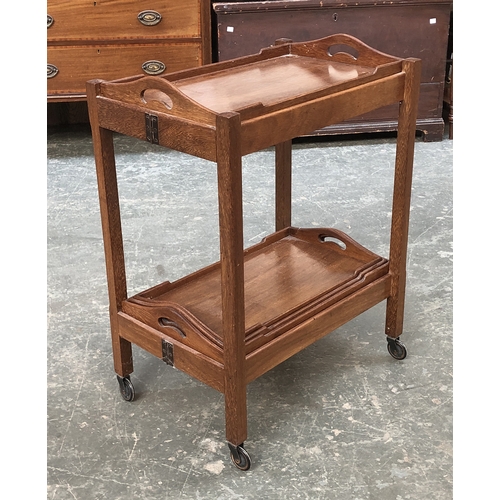 826 - A folding hostess trolley with multiple trays, 56cmW