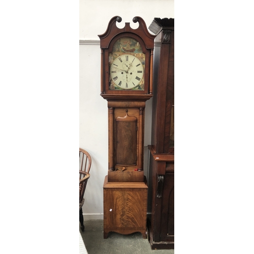 869 - A 19th century mahogany long cased clock, the painted dial signed 'Chas Shedden Perth', 214cmH