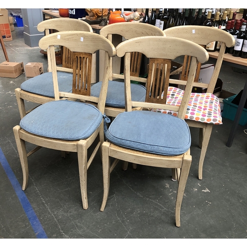 791 - A set of five limed effect rush kitchen chairs by Grange