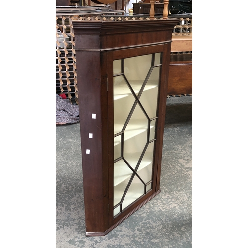 806 - A mahogany astragal glazed corner cupboard, 67cmW