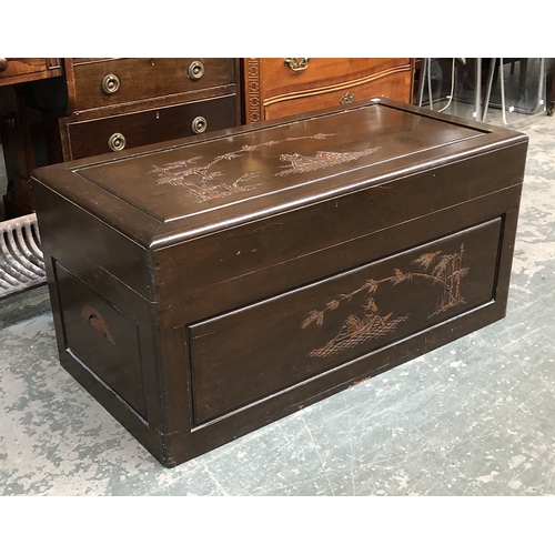 830 - A 20th century carved camphor-wood chest, 101cmW